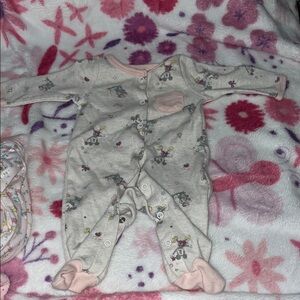 Disney Pink and Gray Kids One Piece Footie